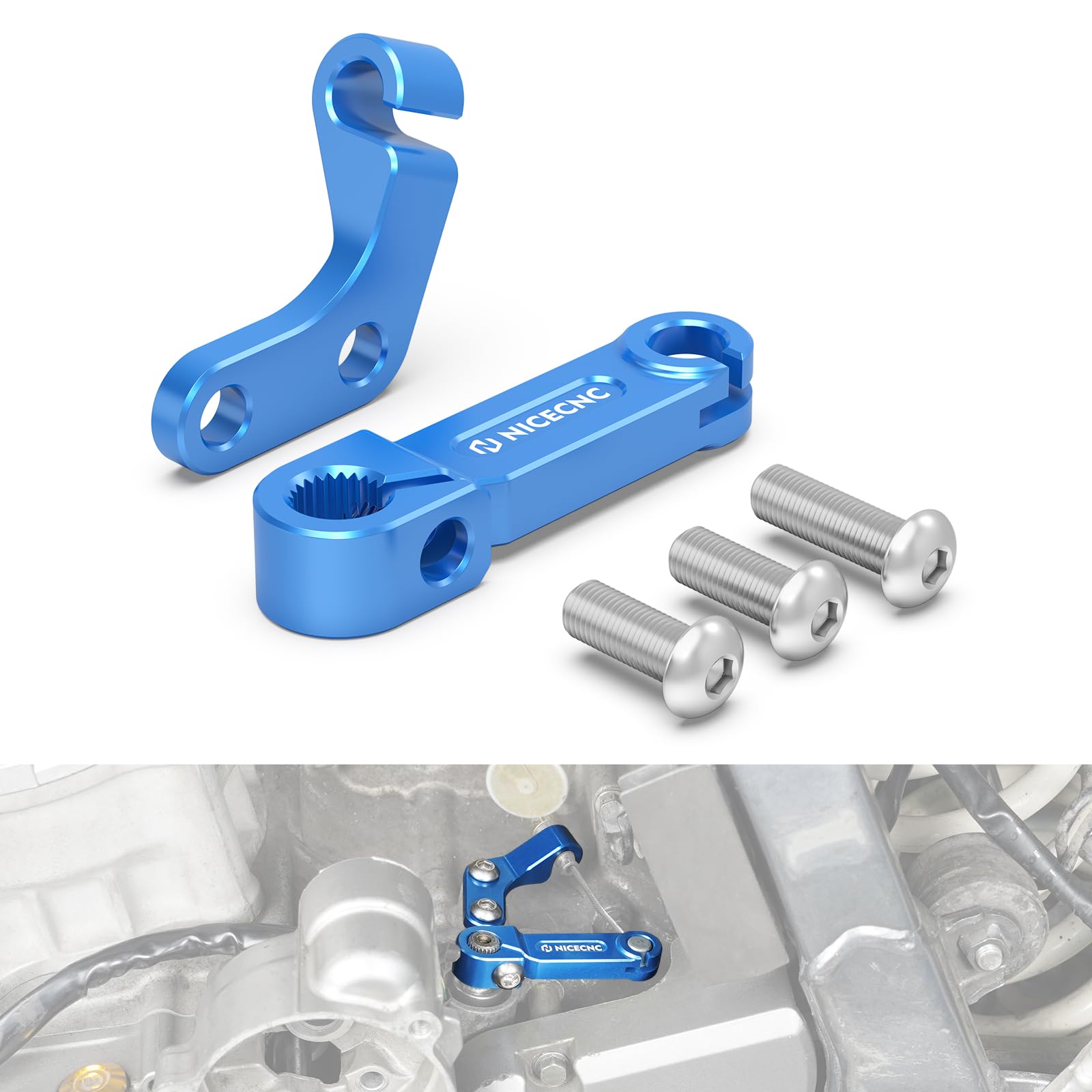 NICECNC Blue Clutch Arm Lever Bracket and Clutch Release Arm Cable Stopper Compatible with Suzuki DRZ400 DRZ400E DRZ400S DRZ400SM 2000-2024 See