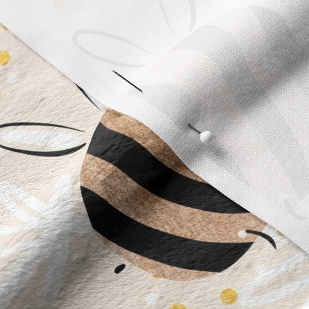 Spoonflower Fabric - Watercolor Bees Pattern Painted Children Nursery Neutral Pastel Bugs Printed on Minky Fabric by The Yard - Sewing Baby Blankets Quilt Backing Plush