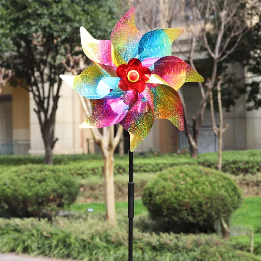 6 Piezas de Hilanderos de Viento Brillantes para Patio y Jardín, Decoraciones de Patio de Césped, Molinetes Coloridos, Remolinos Reflectantes, de Viento