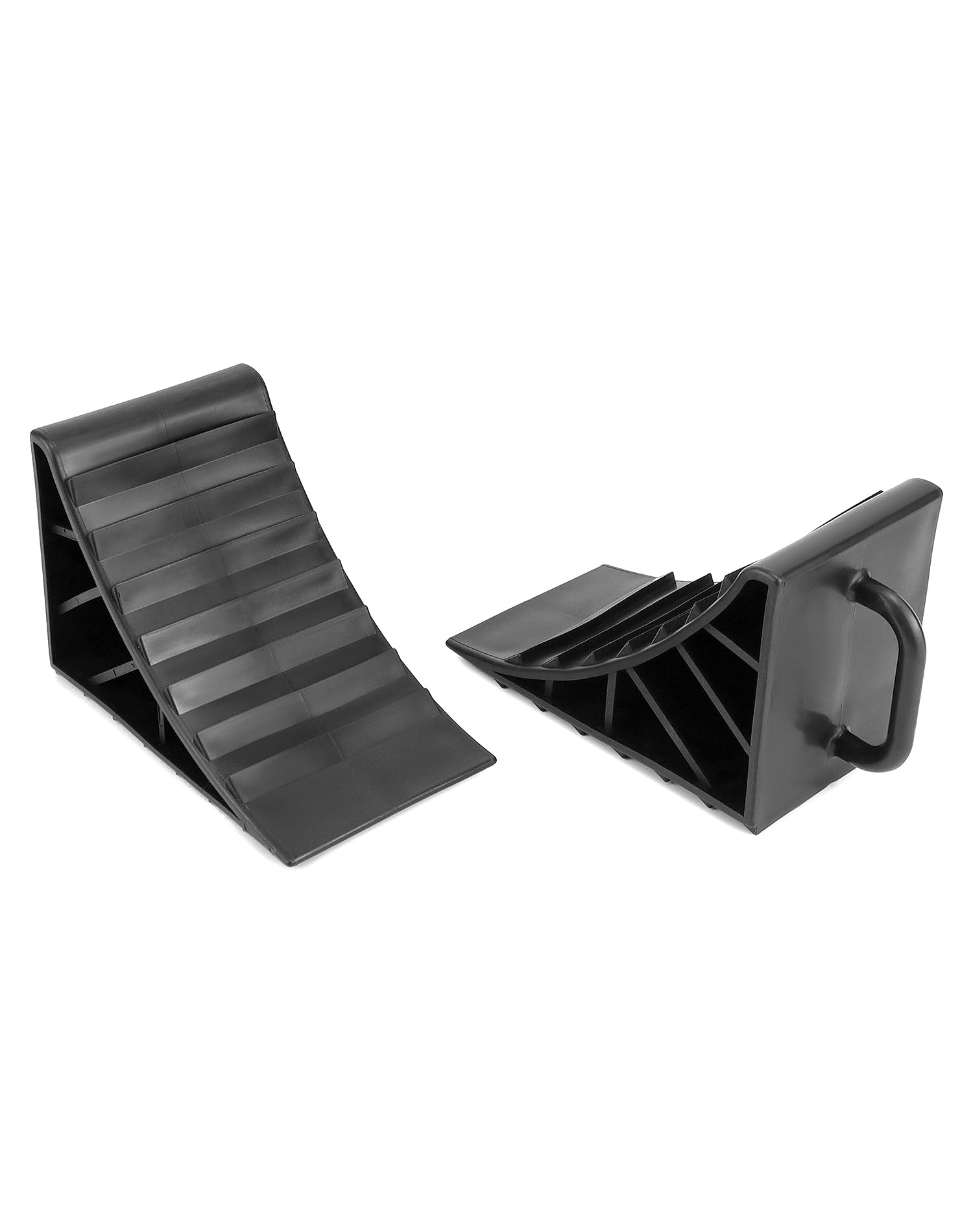 QWORK® 4 Pièces cale de Roue Plastique, Cales de remorque, cale Voiture, avec poignée, Noir