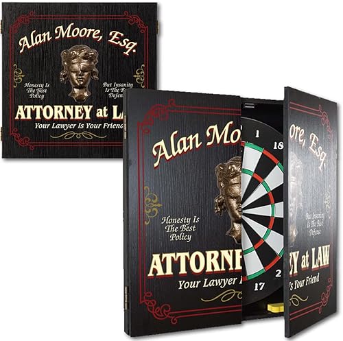 THOUSAND OAKS BARREL CO. Juego personalizado de tablero de dardos y gabinete, tablero de dardos para adultos, 6 dardos de punta de acero, borrador y
