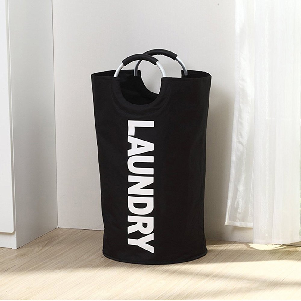 JIAN YA NA Foldable Laundry Basket, Large Laundry Bag, Washing Basket with Handles, Collapsible Laundry Hamper bin (Black)
