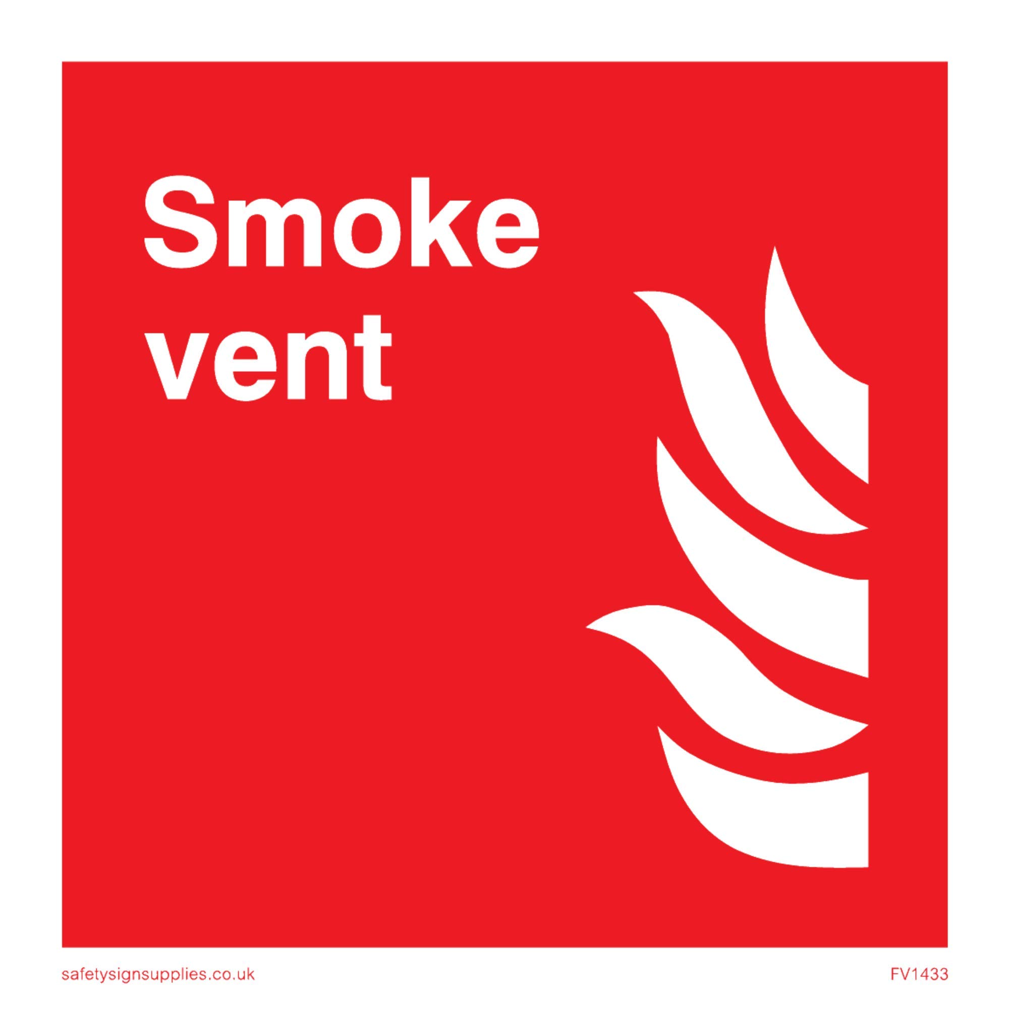 Viking Signs FV1433-S10-1M "Smoke Vent" Square Sign, 1 mm Plastic Semi-Rigid, 100 mm H x 100 mm W