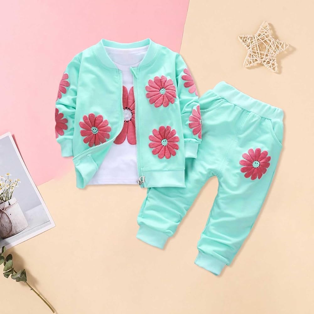 Ensemble 3 Pièces Bébé Coton Bio Manches Longues - Body + Pyjama + Bonnet Imprimé Mignon