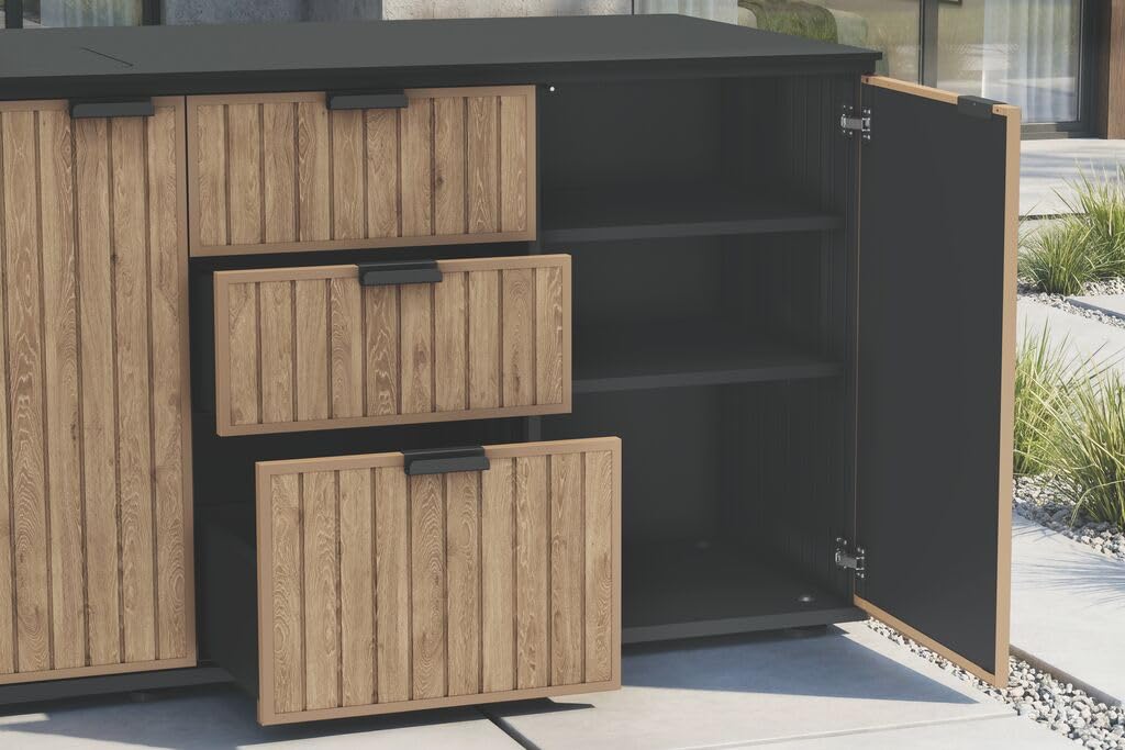 Keter Signature Compact Outdoor Küche, Venetian Braun, 168,5×85×94,8 cm, HPL-Arbeitsplatte, Wetterfest
