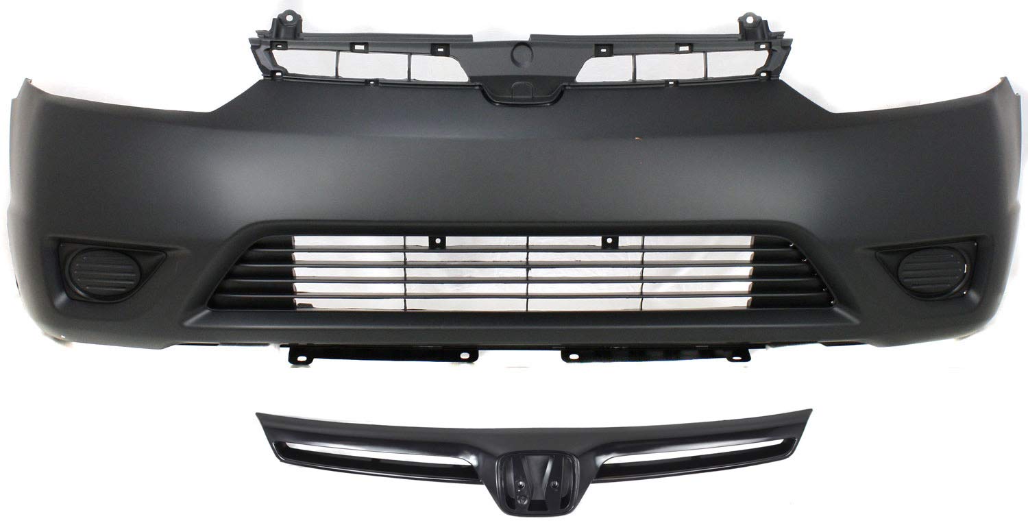Evan Fischer Front Bumper Cover Kit Compatible With 2006-2008 Honda Civic Primed Coupe For Coupe CAPA