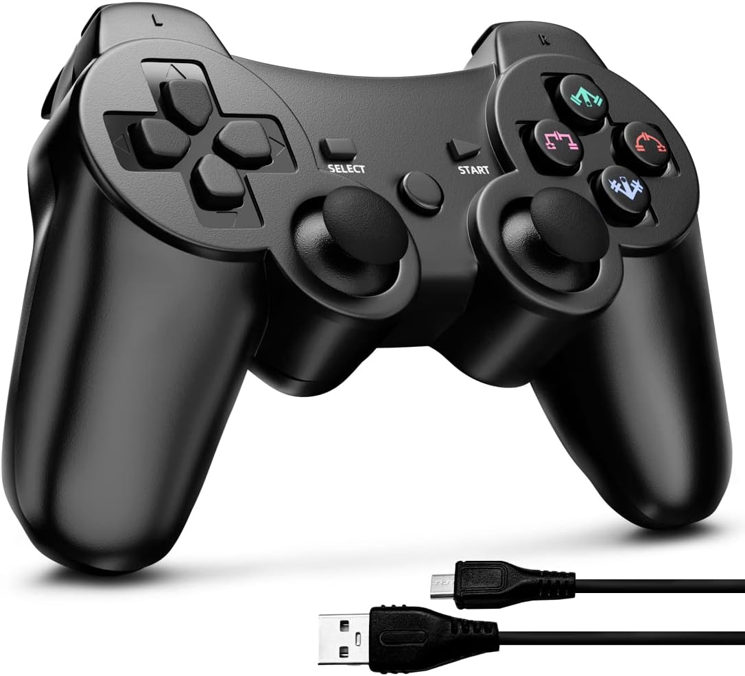 Wireless Controller for PS3, 6-Axis High Performance Motion Sense Dual Vibration Upgraded Gaming Controller Compatible with Sony for Playstation 3