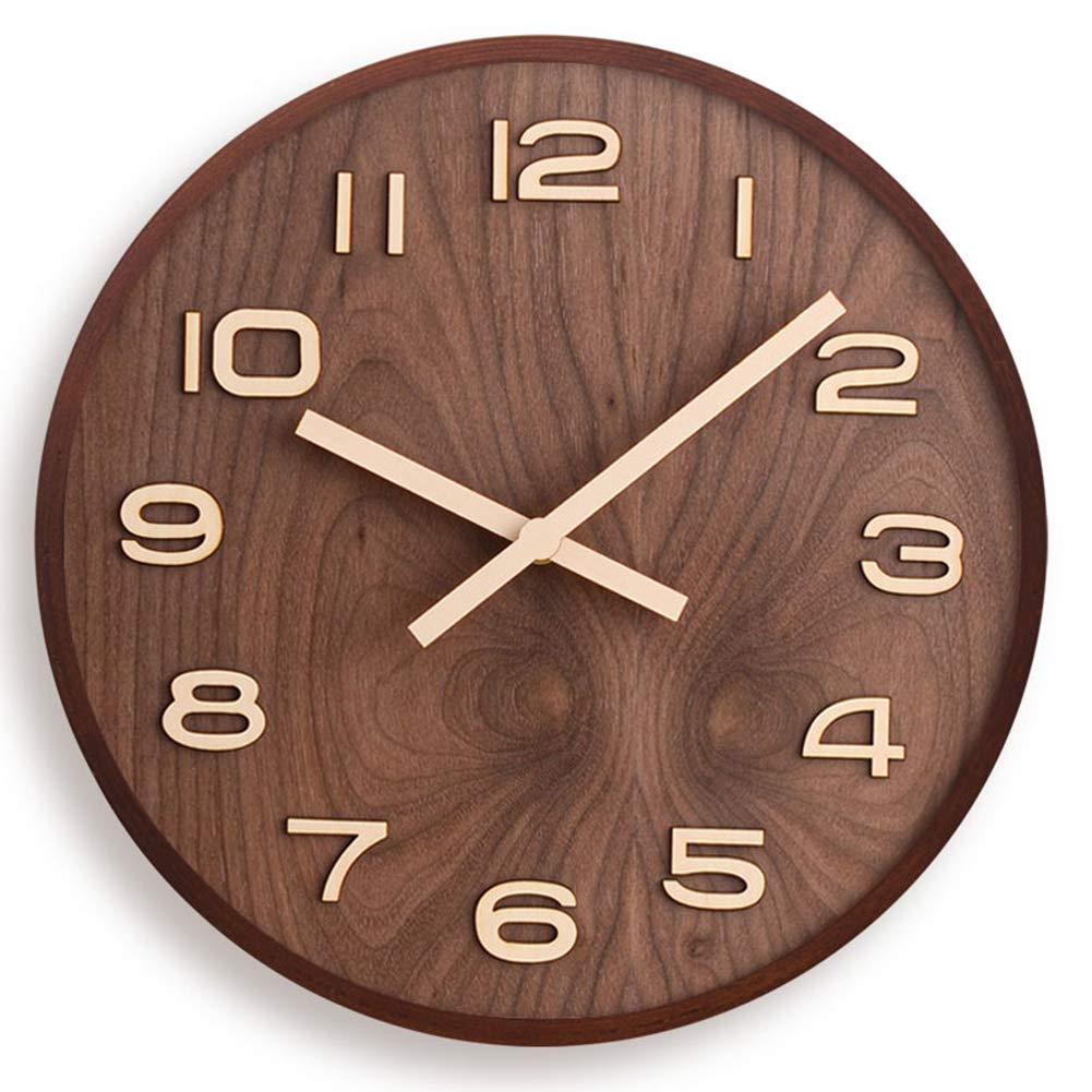 GHGcscas wall clock, Wood Frame with Two-Tone Wooden Face - Battery Operated with Silent Movement Large Decorative Clocks(30cm)