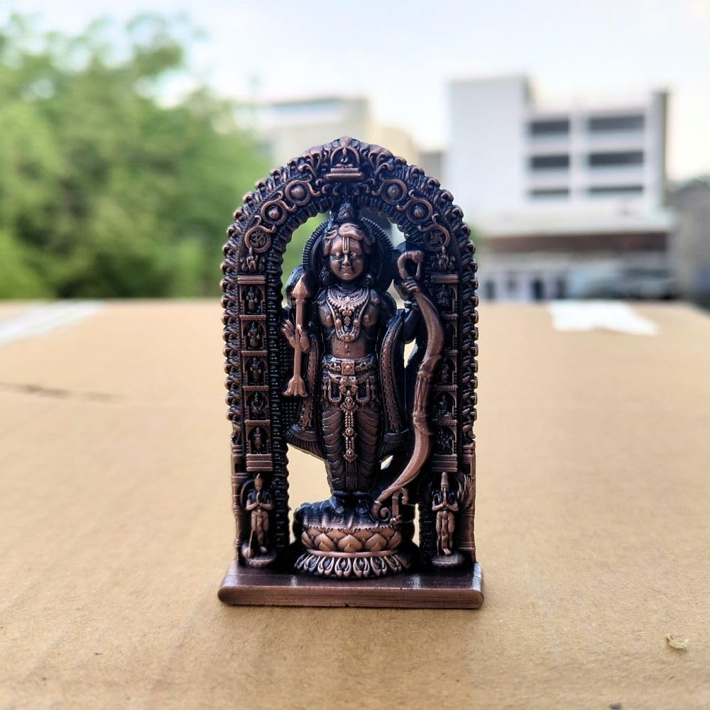 CraftVatika Copper Ram Lalla Idol Ayodhya Copper Shree Ram Lalla Murti Ayodhya Ram Idol for Home Decor, Pooja, Temple Mandir Housewarming Gifts Unique Set of 1 (Height - 2.7 Inch)