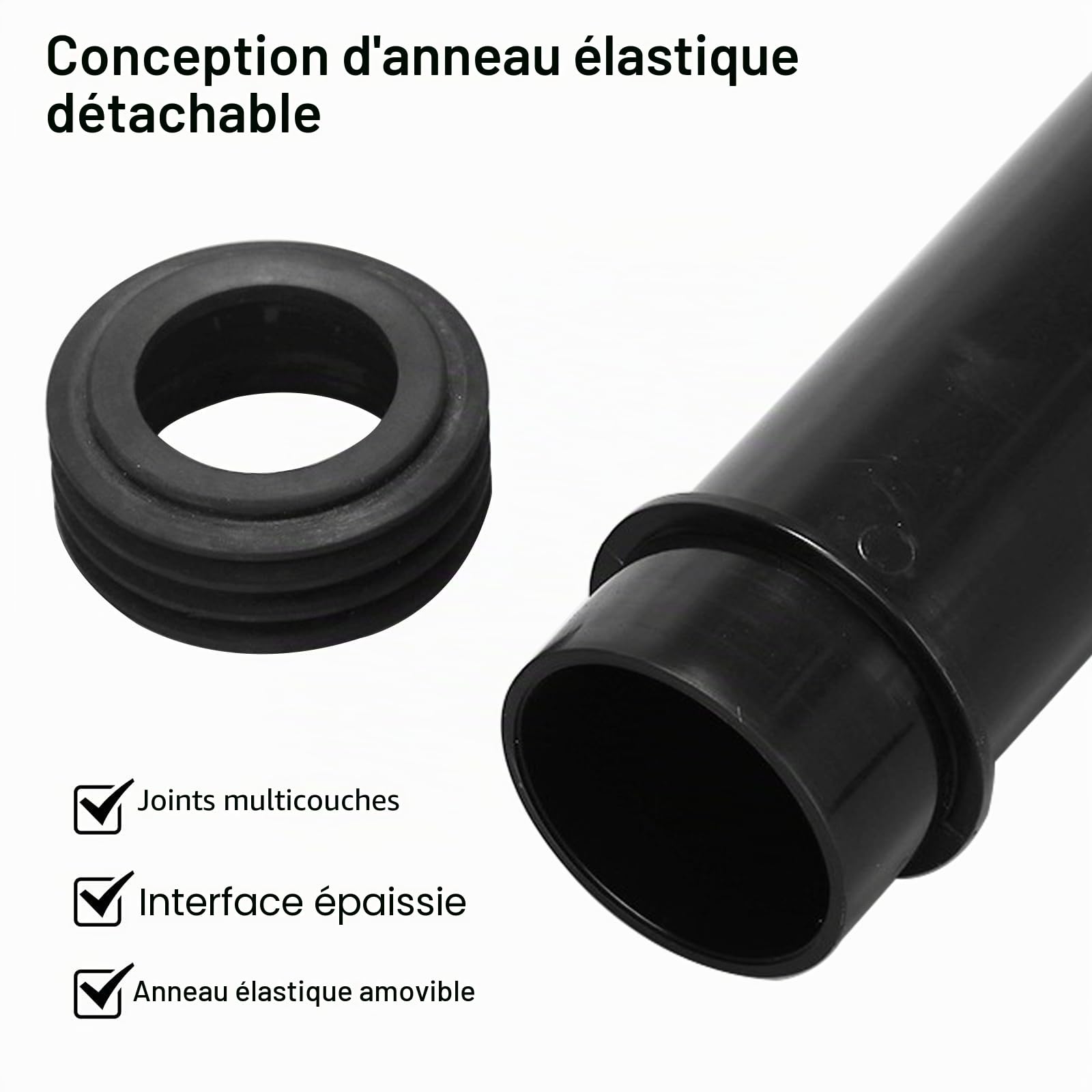 Set de raccordement pour WC mural avec tuyau d'évacuation et joint, 300 mm, bouchons
