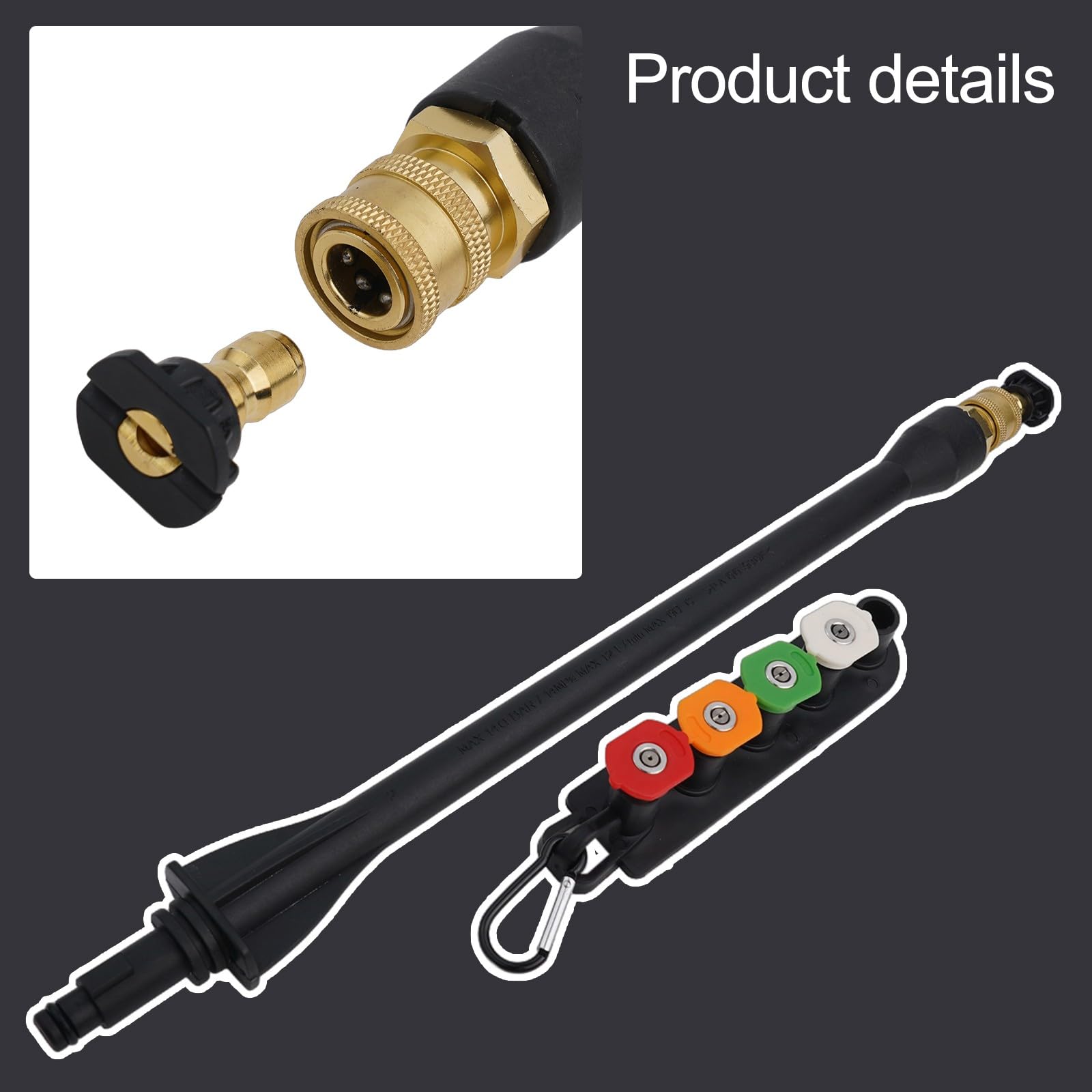 KiraKira Kit de varita de extensión de presión para lavadora con 5 puntas, adaptador de conexión rápida de 1/4 pulgadas, arandelas eléctricas de latón resistente y plástico