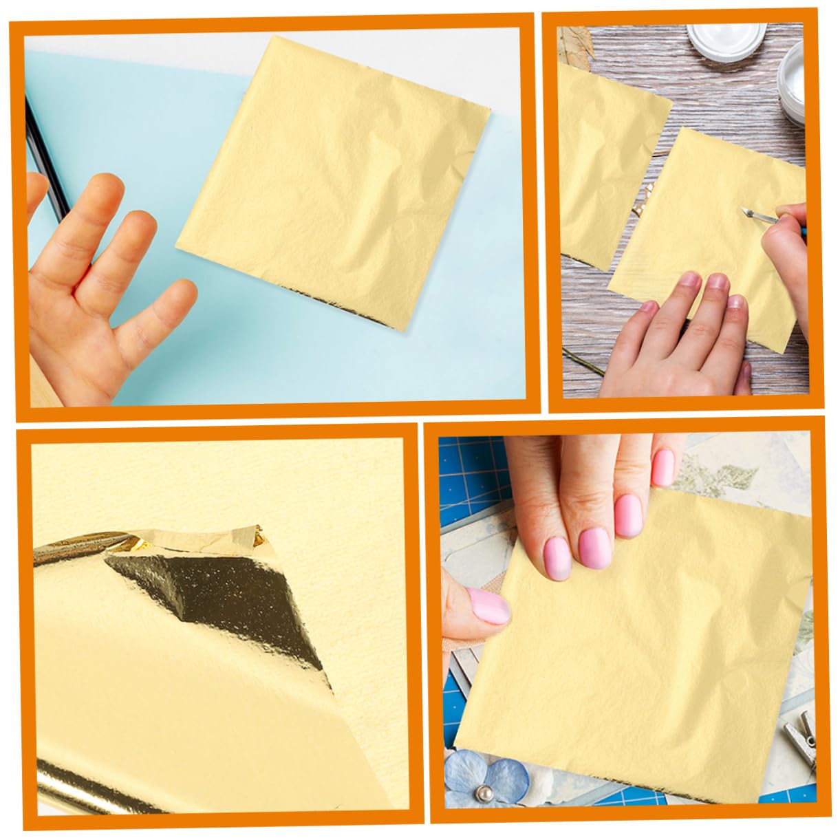 NUOBESTY 5 Sätze Nachahmung Von Goldfolienpapier Handgefertigter Glitzer Folienkunsthandwerk Nagelaufkleber Für Nagelkunst Vergoldung Handwerk Goldfolie Vereiteln Golden 200 Blatt*5