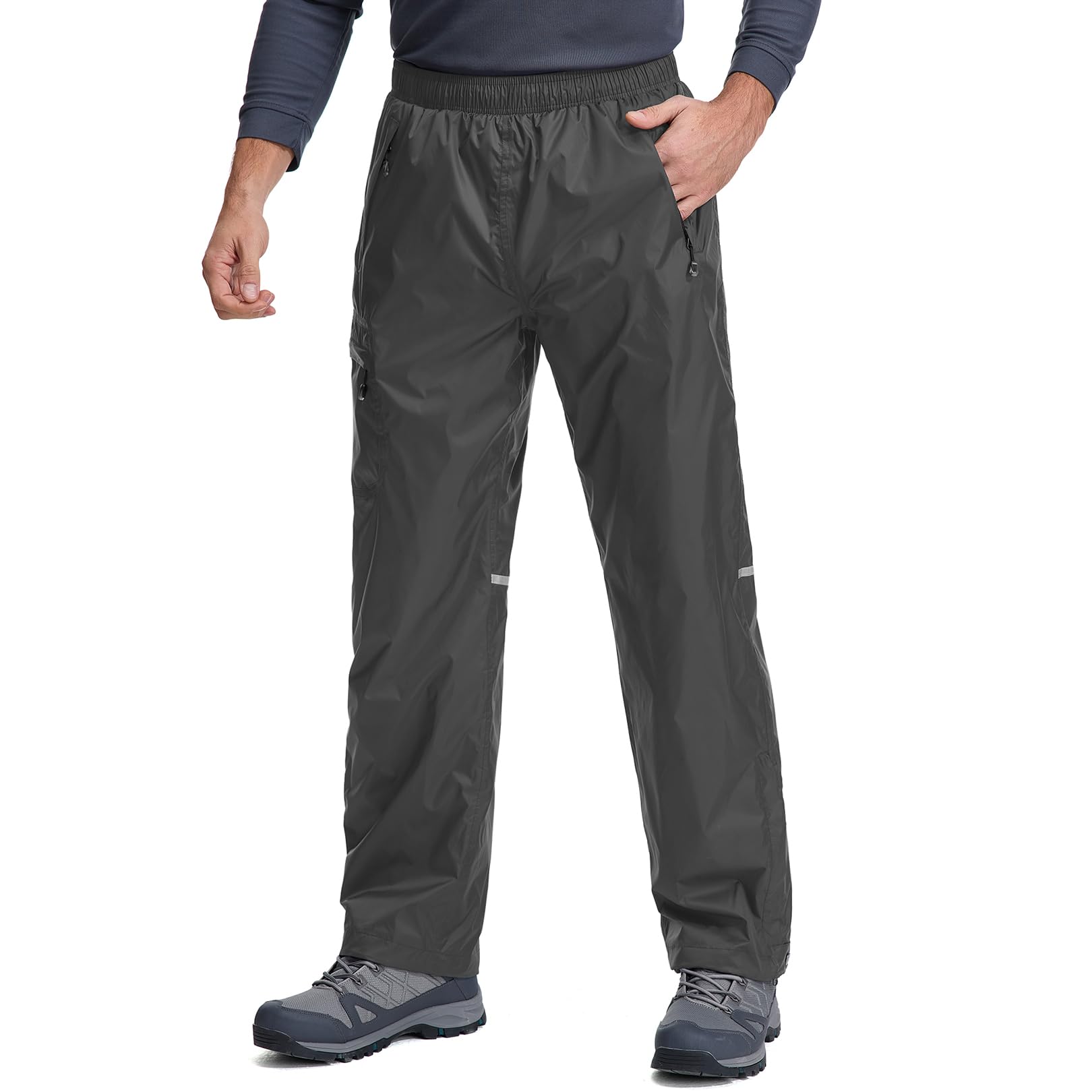 yevtzl Men's Rain Pants Waterproof Over Pants with Zipper Pocket, Wind Proof Outdoor Cloth for Hiking, Fishing, Golf-picture-51