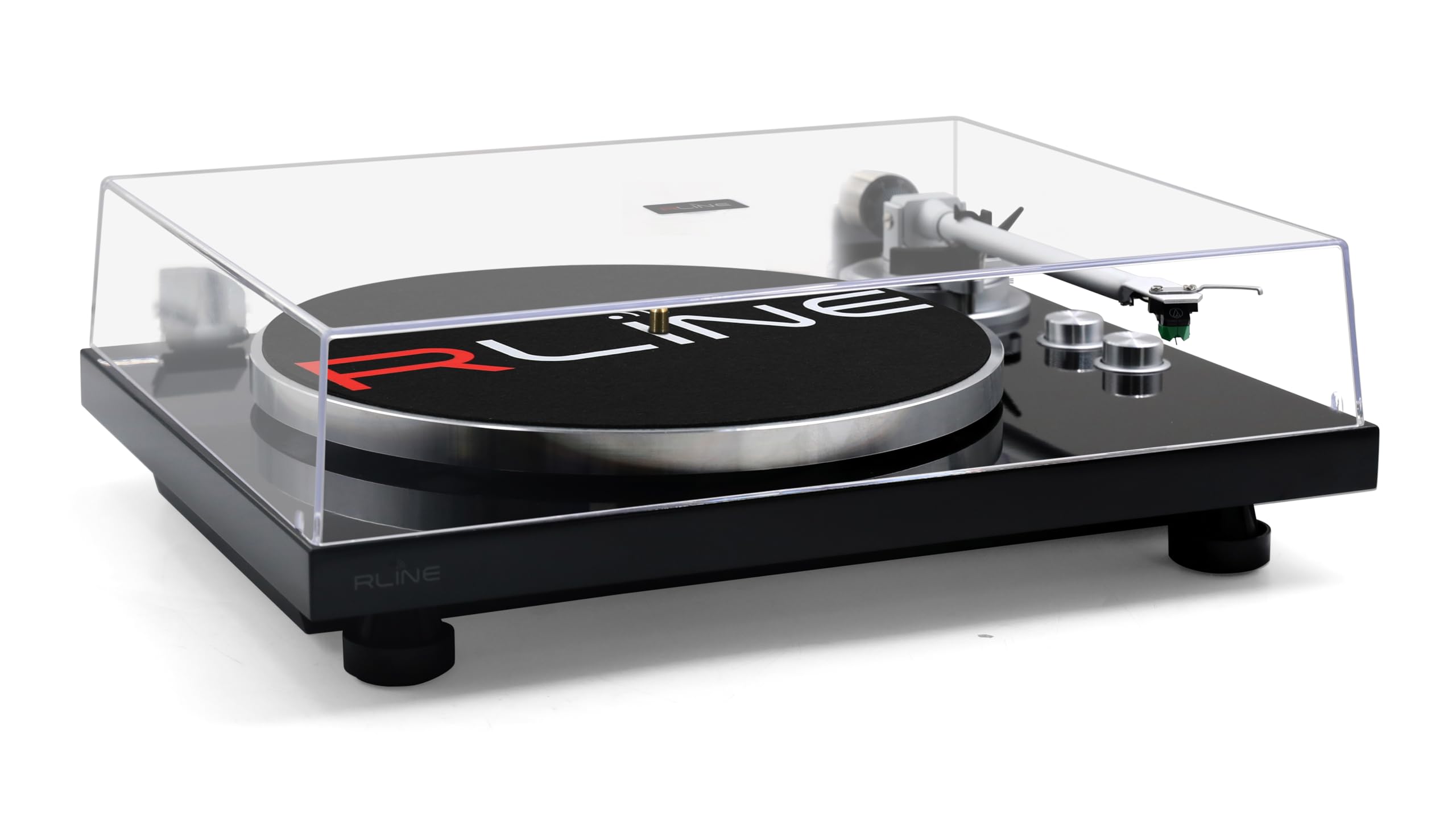 RLINE - Giradischi Vinili Bluetooth Nero Lucido, Lettore Vinili 33 e 45 Giri, Piatto 12" in Alluminio Pressofuso, Cartuccia Magnetica VM-95E, Pre-amplificatore Attivabile, Funzione Anti-Skating