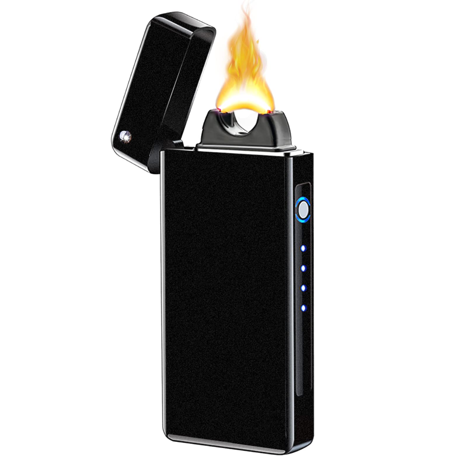 BABOBIU Briquet à Arc Électrique Rechargeable par USB - Plasma Portable Coupe-vent avec Batterie de Capacité Améliorée pour Bougies, Encens, Feux d'Artifice - Noir Givré