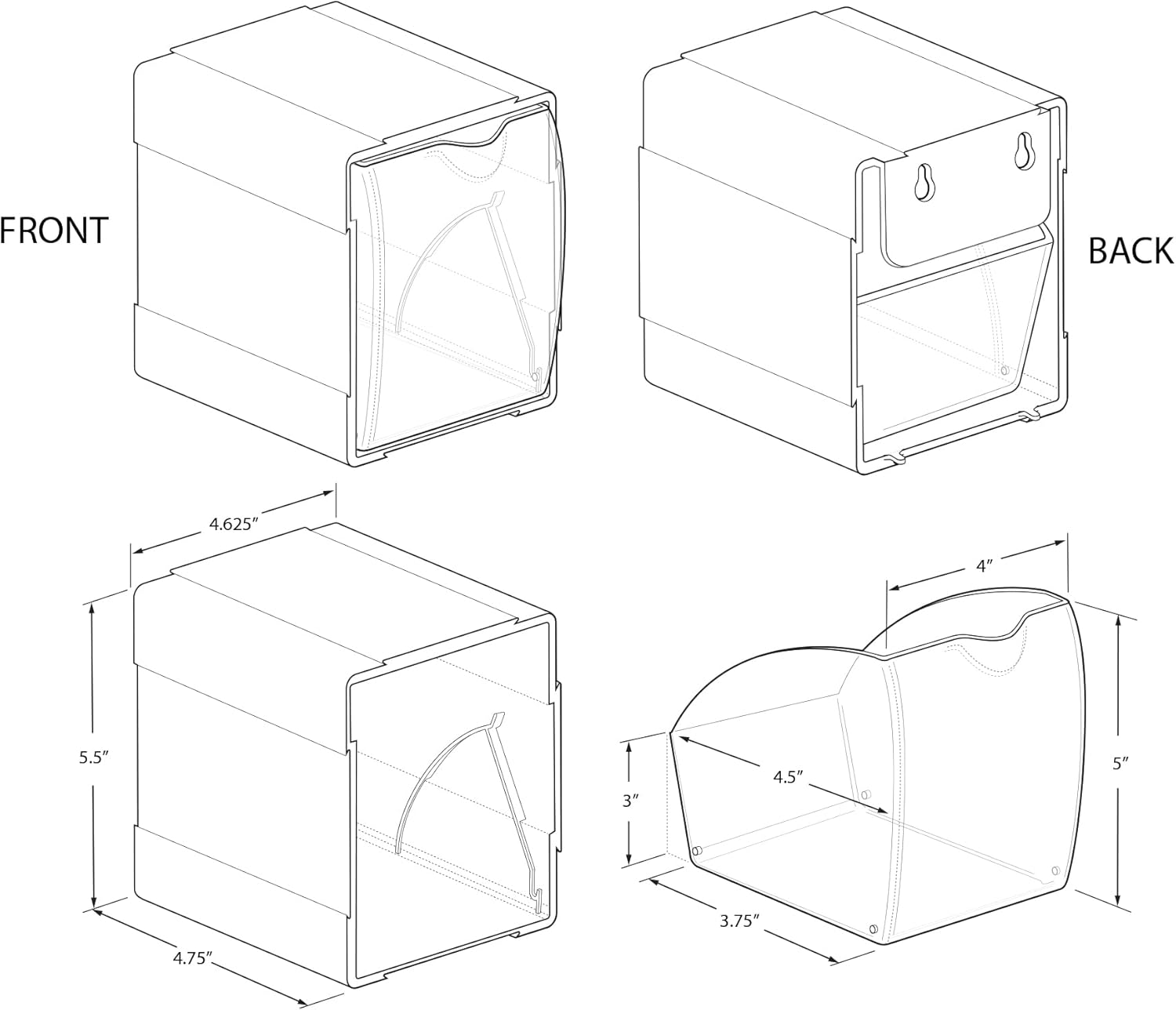 Azar Displays 300360-4PK Stackable Tilt Bin Counter Organizers, White (4-Pack)