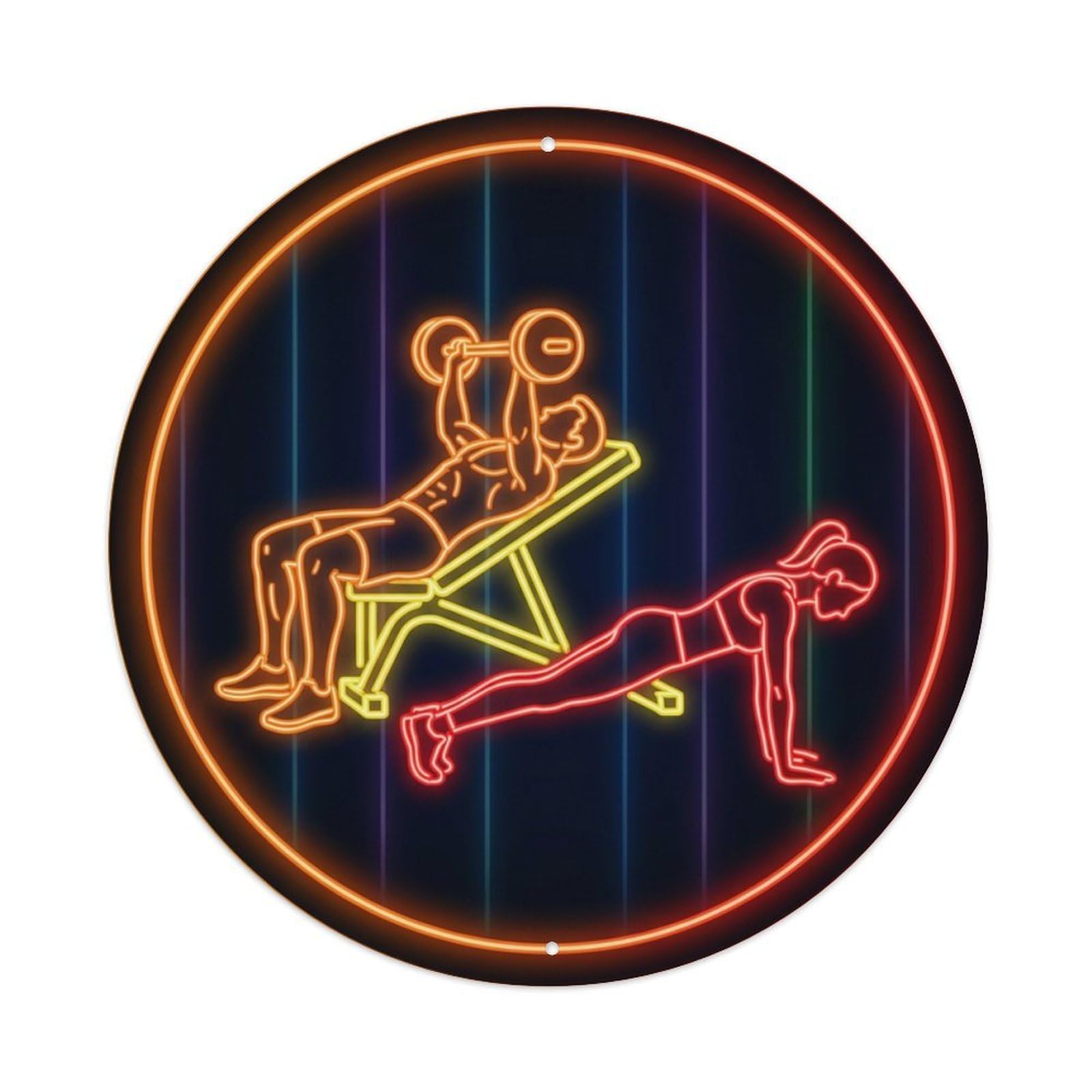 Vintage Faux Neon Gym Retro Bodybuilding Fitness Progress Metal Tin Sign