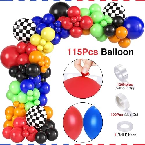 145Pcs Monster Truck Birthday Decorations Machines Party Decoration with Truck Theme Balloon Garland Arch Kit Wheel Foil Balloon Backdrop Cake Topper Baby Shower Truck Birthday Supplies for Boys - Thumbnail 3