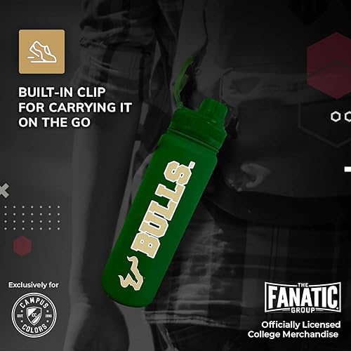 Vista 372 de Campus Colors Botella de agua de acero inoxidable de la NCAA, tapa giratoria, 24 onzas, clip de transporte, mantiene tus bebidas calientes o frías