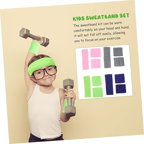 Miniatura 2 de Juego de 4 bandas elásticas de entrenamiento para niños, muñequeras deportivas para niños, bandas elásticas para ejercicio, para niños, diadema para