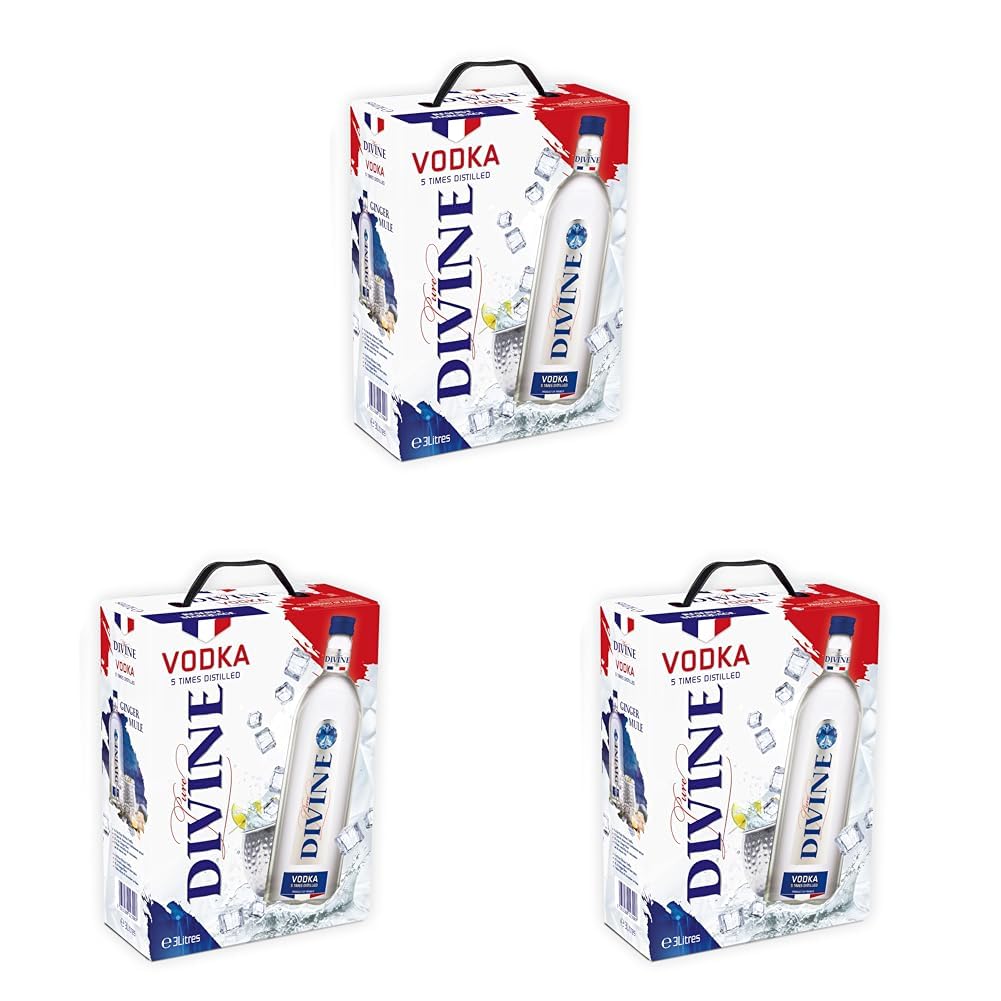 Pure Divine - Französischer Vodka aus den Nordvogesen - 37.5 Prozent Vol - Großpackungen 3 Liter - Wodka Bag in Box (1 x 3 l) (Packung mit 3)