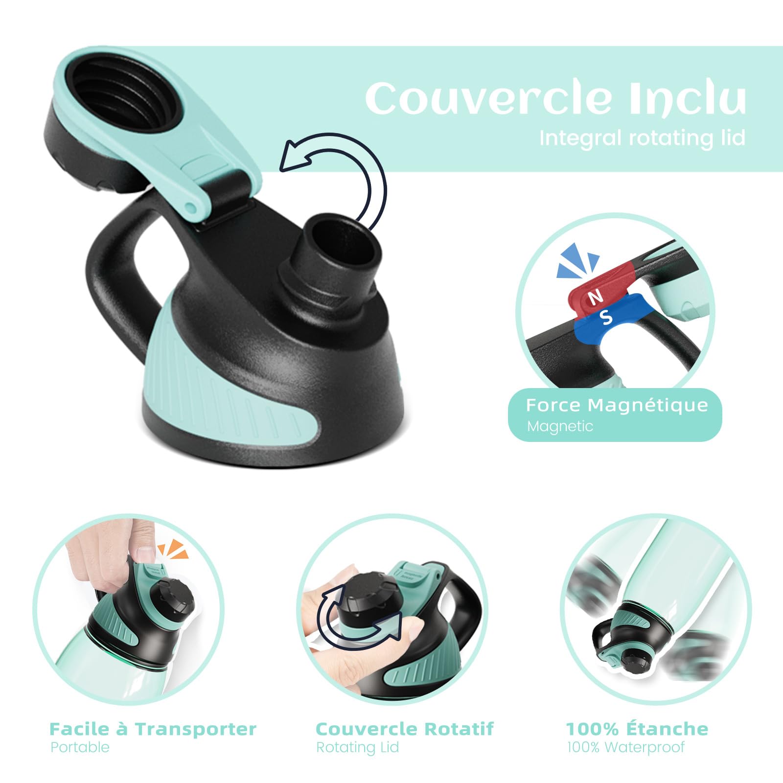 Borraccia Sportiva Fjbottle 1200ML Con Tappo Magnetico - Senza BPA, Senza Perdite, Per Palestra E Sport - Foto 13