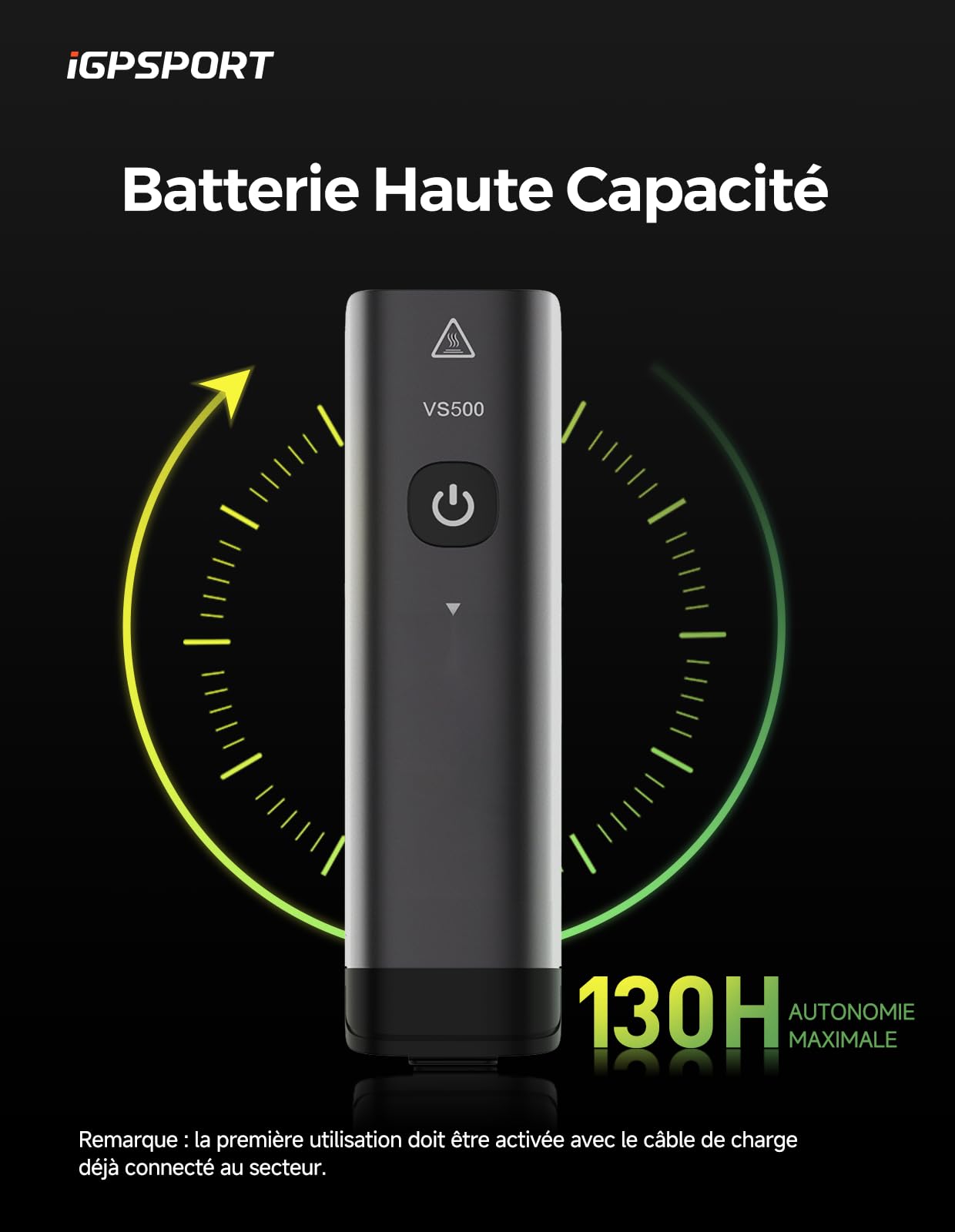 iGPSPORT Lumiere Velo, VS500/800/1200/1800 Lumens Lampe Velo Intelligente Rechargeable Grande Capacité 4000-6700mAh Haute Luminosité Étanche Eclairage Velo pour VTT, Velo de Route, Cyclisme Nocturne