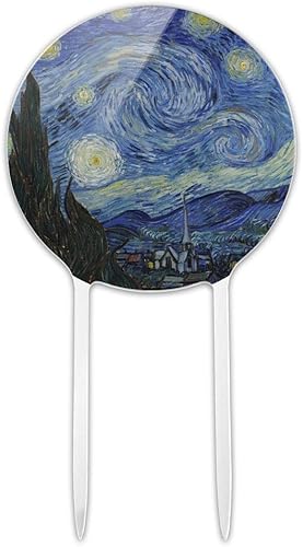 Decoración acrílica para tartas de Vincent van Gogh, decoración de fiesta para boda, aniversario, cumpleaños, graduación