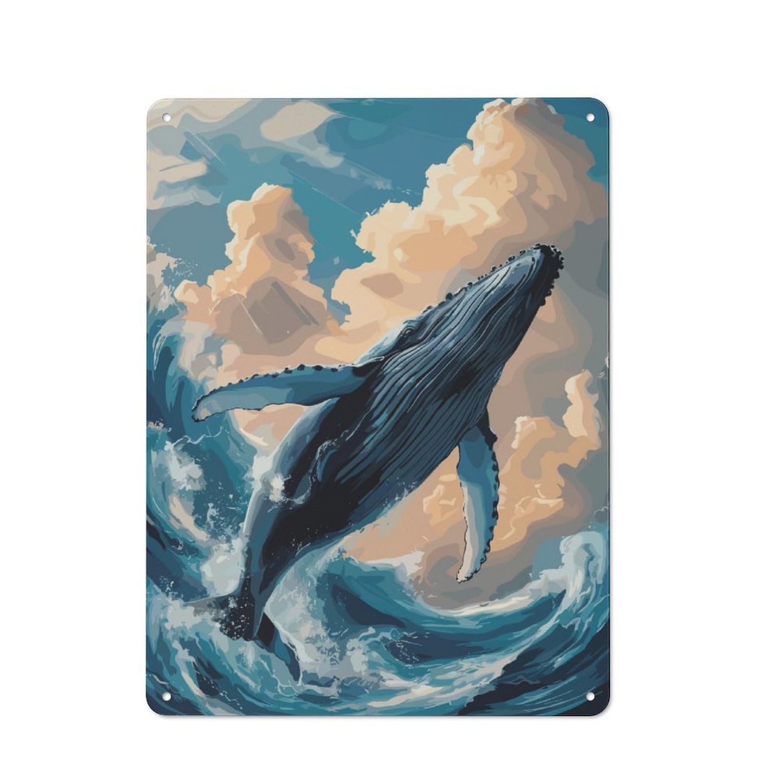 Junmoney Fantasy Sea Whale Vintage Metal Plaque 40X30cm For Man Cave Or Games Room, For An Autumn Update To Man Cave And Games Room