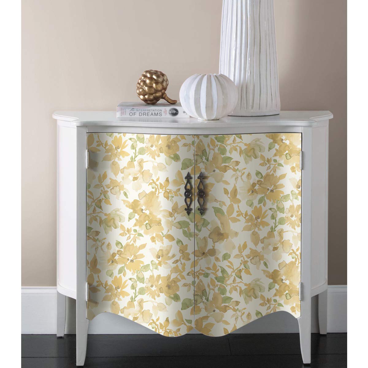 RoomMates Watercolor Floral Yellow Peel and Stick Wallpaper, Yellow/Green, 52 x 503 cm - Image 3