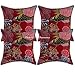 DK Homewares Etnico Tradizionale Marrone Federa 40X40 Cm Kantha Divano Decorazione Cotone Set Di 4 Pezzi Tropicana 16 X 16 Pollici Gettare Cuscino ( Marrone ) - 4 Pcs