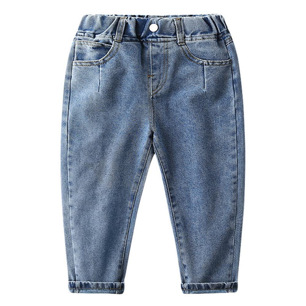 Meibaomall Toddler Baby Boy's Retro Jeans Elastic Waist Pants Blue