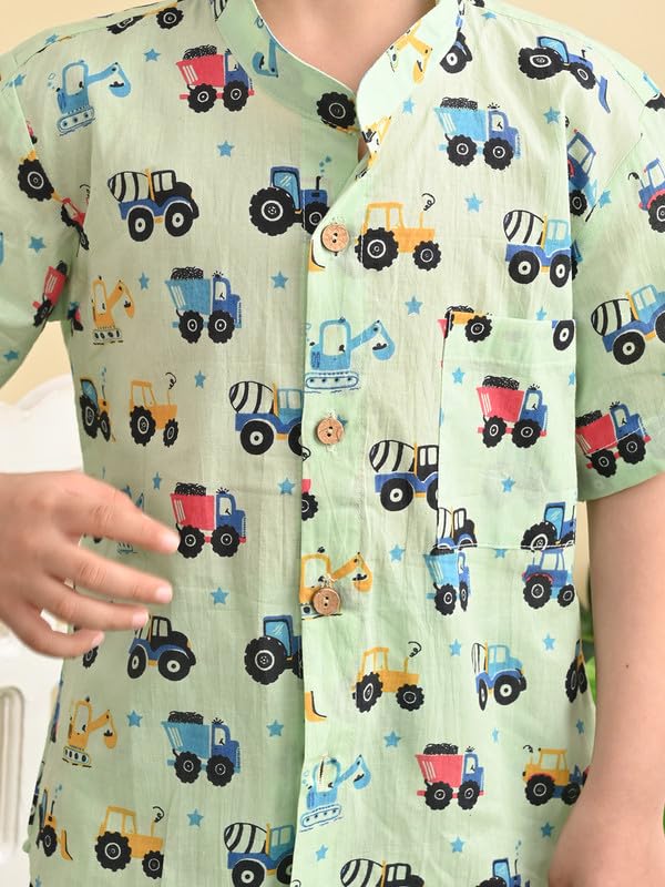Image of superminis Baby Boys Cotton Printed Shirt and Nikkar /Shorts Coordinated Set