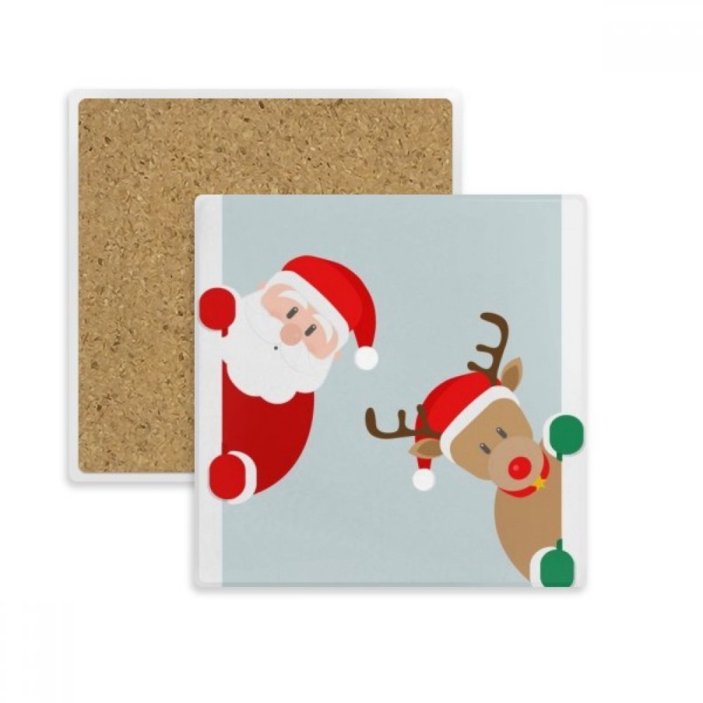 Tasse porte de pierre anti-tache dessous de verre absorbant élan de Noël
