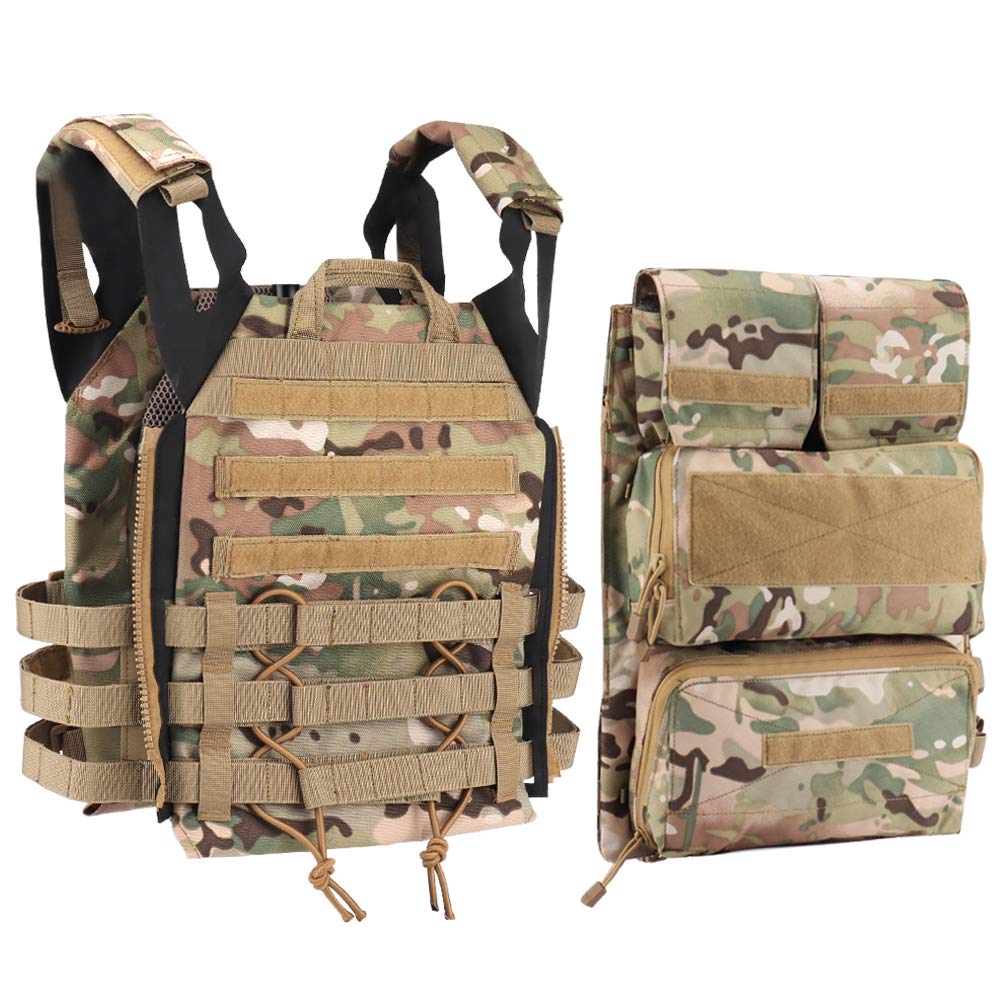 DETECH Tactical JPC MOLLE Vest with Backpack Expand Bag for Airsoft Paintball Hunting