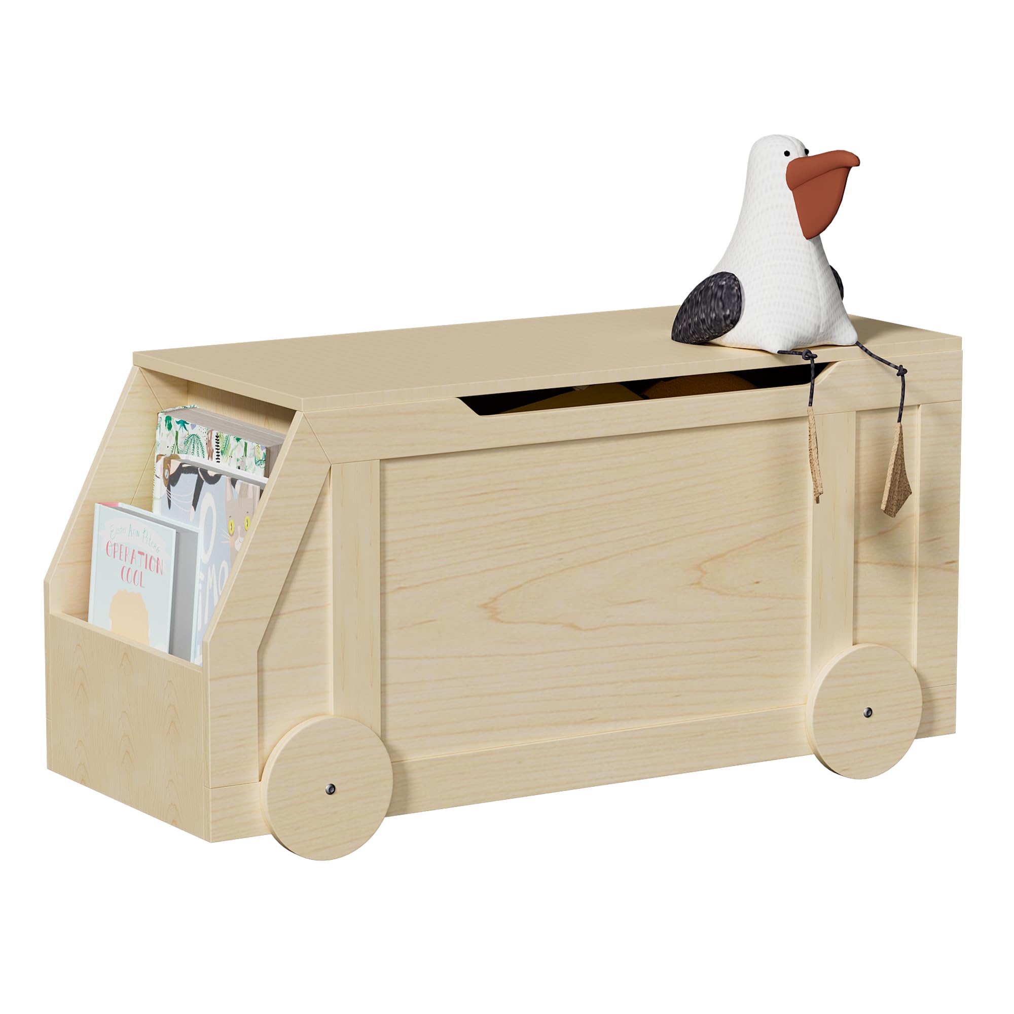 Hironpal Toy Box with Lid, Wooden Storage Trunk, Toy Chest Organizer, Shoe Bench for Hallway, Blanket Box Cabinet with Safety Hinge for Clothes, Kid Bedroom, Nursery & Living Room, Entryway, Playroom