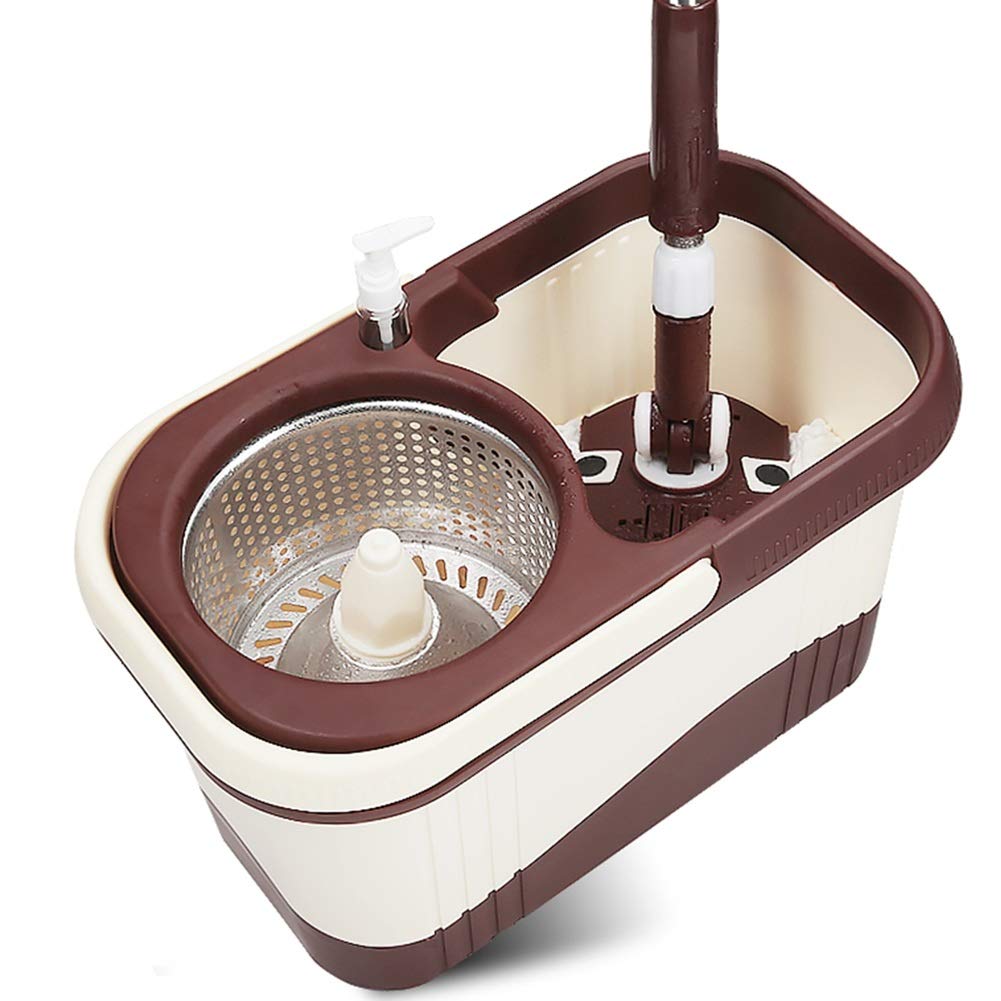 Axdwfd Wischmop Drehen Doppelter Antrieb Handdruck Automatische Trocknung Mop Eimer, 4 Wischköpfe Metallkorb