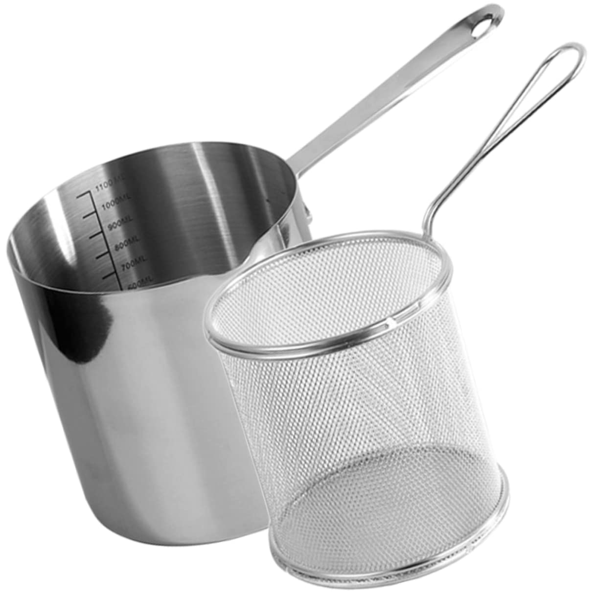 ABOOFAN Ergonomic Handle Design Kitchen Food Frying Pot Frying Basket and Pot Deep Fryer Basket Kit