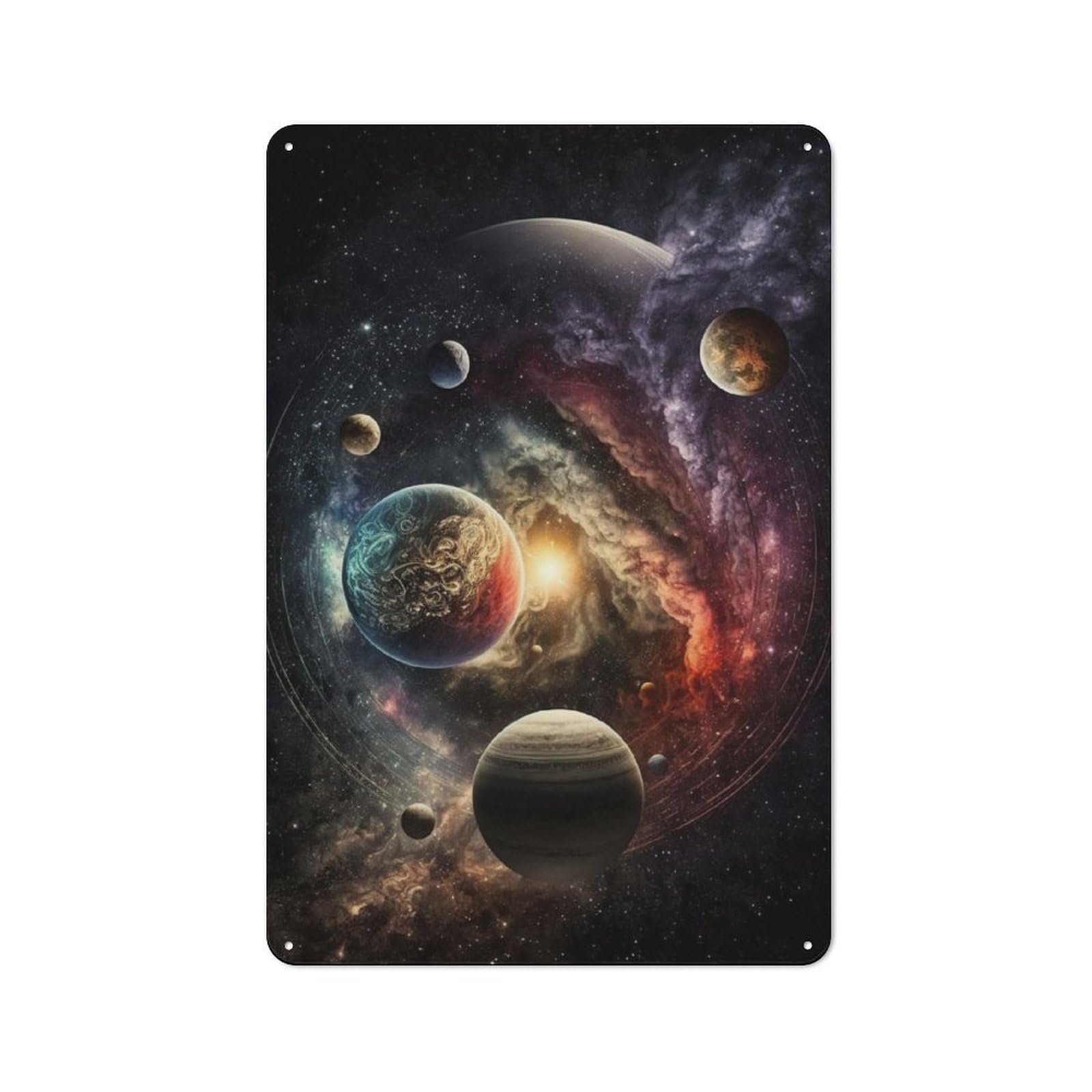 Industrial Cosmic Odyssey Decorative Metal Plaque 30x20cm, Studio Wall Art for Flat, Bar, Studio Or Gallery Wall