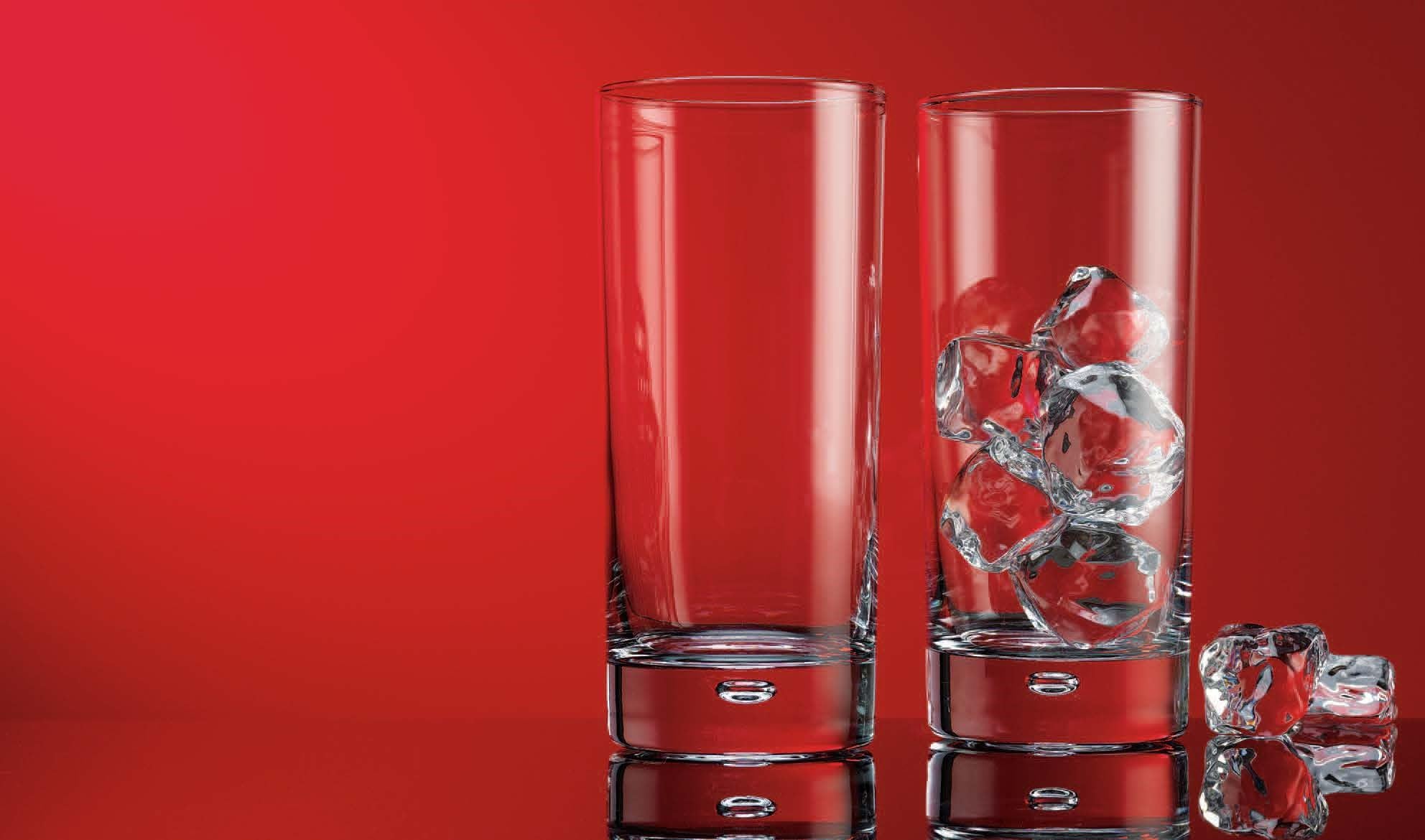 Highball-Trinkgläser, 6 Stück, 480 ml, mit Luftblase im Boden, transparent