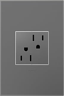 Adorne Legrand ARTR202M4 Tamper-Resistant Outlet with Matching Wall Plate, 20A in Magnesium Finish