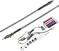 Vista 1 de WeiSen 2 luces LED RGB de 4 pies, base de resorte de 360°, espiral RGB, persecución todoterreno, antena iluminada, látigos LED compatibles