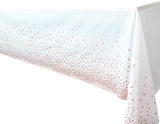 4 Pack - Plastic Tablecloths for Rectangle Tables,- Rose Gold Dot Confetti Party Table Cloths Disposable,Rectangular Table Covers, for Parties Thanksgiving Christmas Wedding, Anniversary,- 54" x 108"