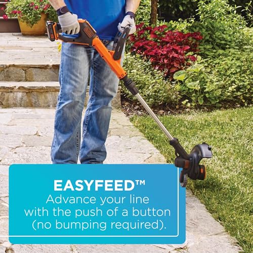Image of BLACK+DECKER 20V MAX Cordless String Trimmer and Edger, 12 Inch Weed Eater, 2-Speed Control Weed Wacker, 2 Batteries, Charger and Spool Included (LSTE525)