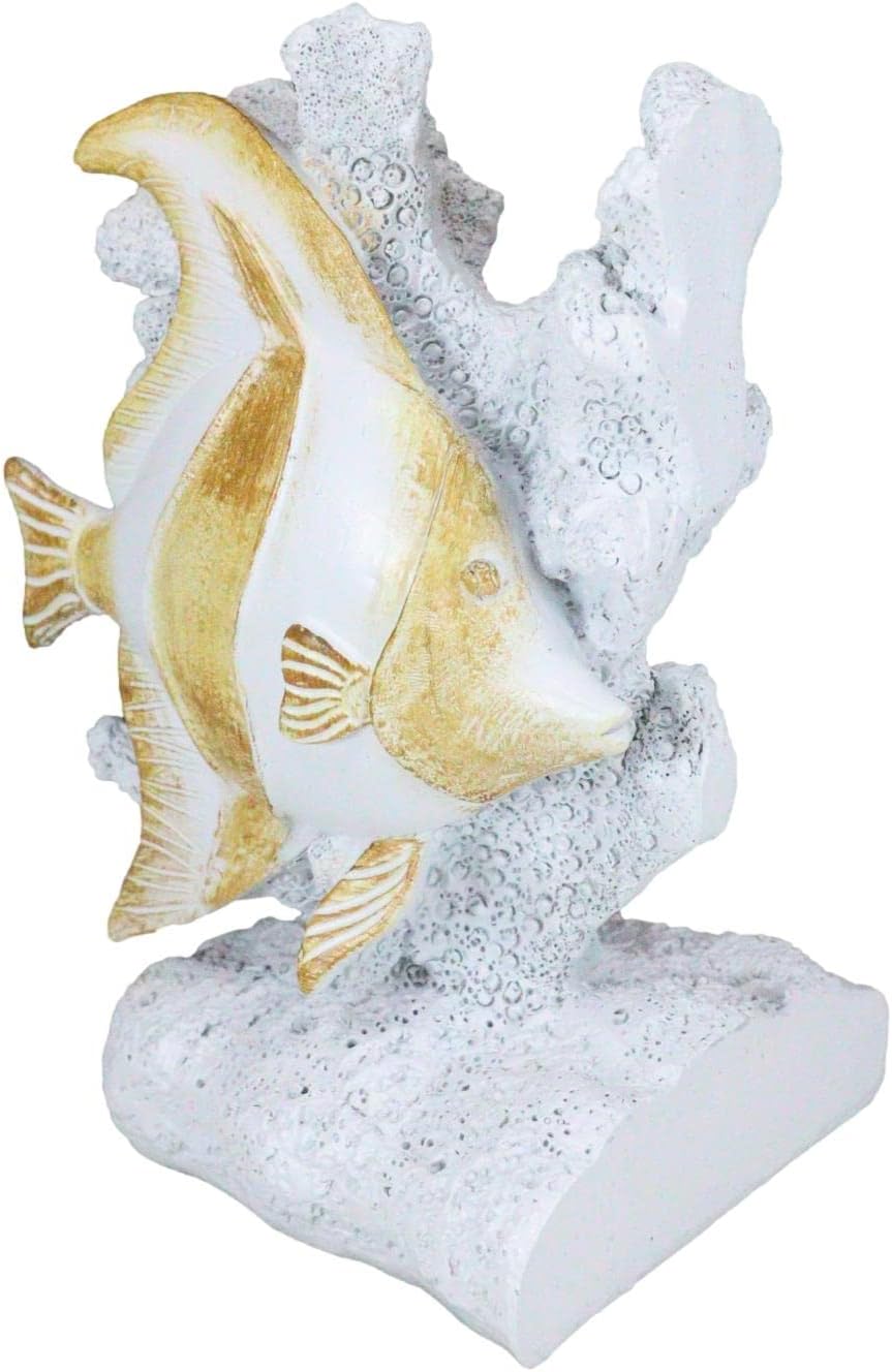 Ebros Gift Nautical Sea Coastal Marine Angelfish Fishes Swimming by Corals Bookends Pair Set Figurines 6.25" Tall Decorative Home Or Office Study-Room Library Desktop Accent