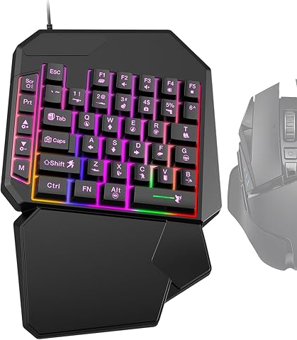 1 teclado mecánico para zurdos, ergonómico, compacto, programable, macro, deportivo, gamepad de acceso rápido, jugador, rendimiento, configuración portátil, ordenador portátil, USB, Daily Us