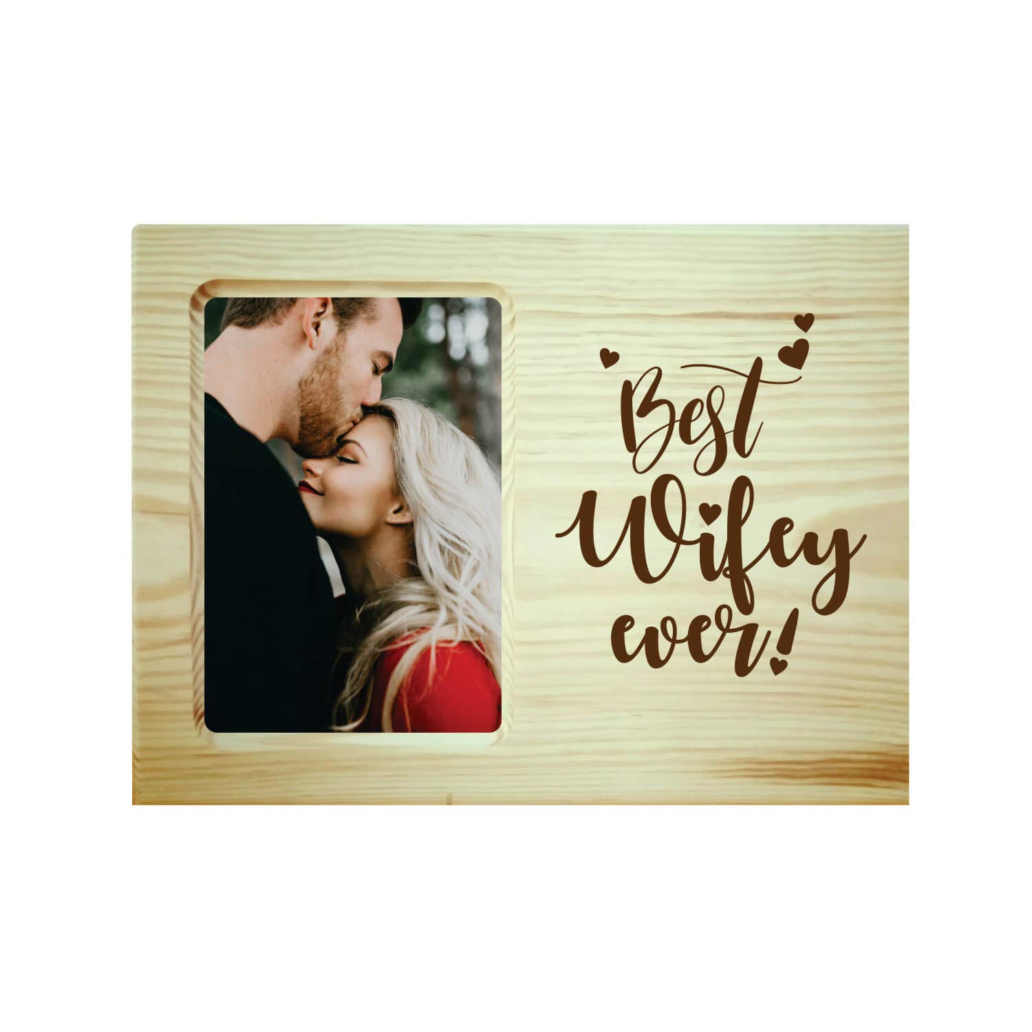 YaYa cafeValentine Gifts for Best Wifey Wife Ever Engraved Wooden Photo Frame for Table Wall Birthday Anniversary