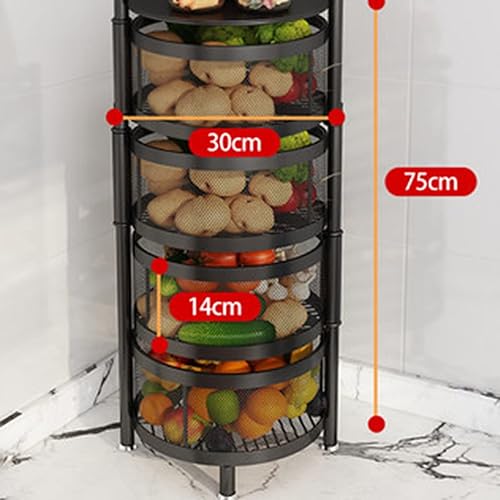 Miniatura 13 de Estante giratorio de 360° para verduras de cocina, carrito de almacenamiento redondo, no es necesario instalar para frutas, verduras, comestibles