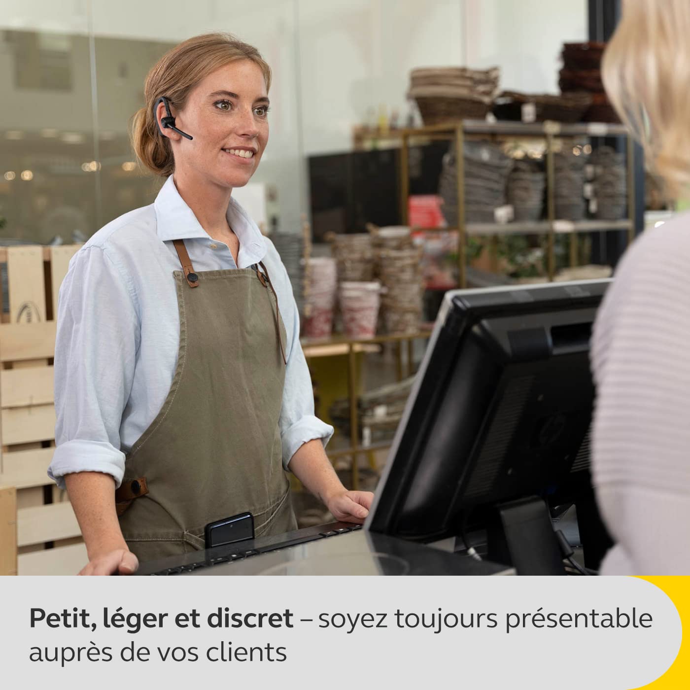 Jabra Perform 45 - Micro-Casque Mono Bluetooth à EarHook avec Microphone à Ultra Annulation du Bruit avancé, Fonction Push-to-Talk (PTT) et Mode Face2Face - Design Discret, Noir