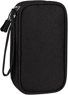 HCFGS Travel Cable Organiser Bag Portable Electronics Accessories Organizer 3 Layers Pouch Water-Resistant Carry Case All-in-One Gadget Storage Bag (Black)